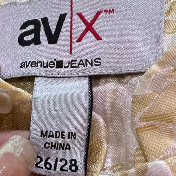 AVENUE JEANS Women's Jacket Blazer Yellow Gold Shimmer Lined 4 Pockets 26/28 - Picture 3 of 4